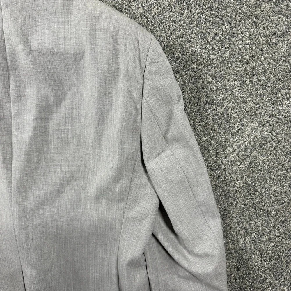 Chaps Mens Light Gray Sharkskin Two Button Blazer Sport Coat 48R